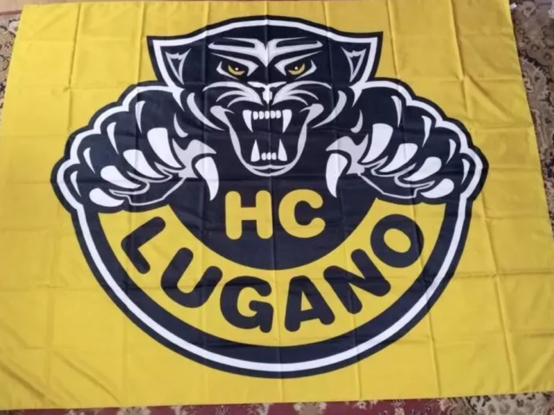 Большой хоккейный флаг HC Lugano