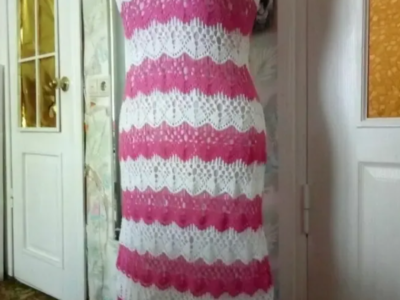 Платье ажурное вязанное крючком.