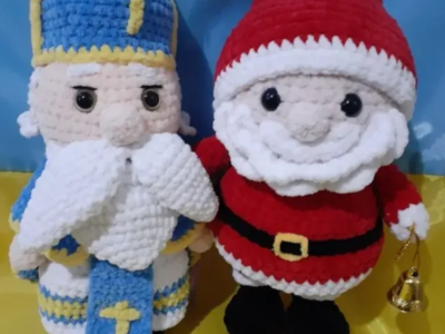 М'які іграшки Святий Миколай, Санта Клаус, Дід Мороз та Гноми.