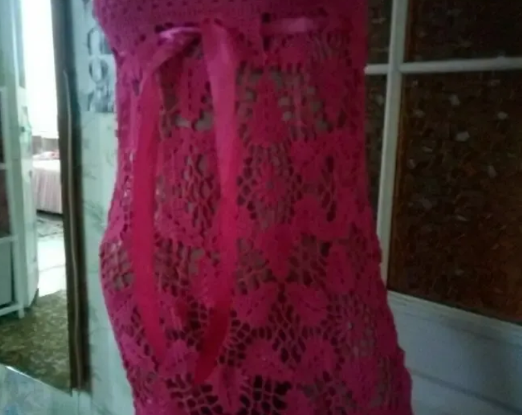 Ажурное платье вязанное крючком