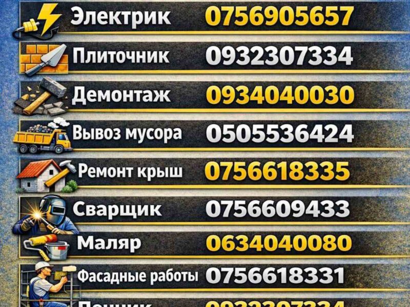 Мелкий ремонт сантехники, электрики, монтаж, демонтаж, устранение засора, сборка мебели, установка дверей, бытовой техники и др