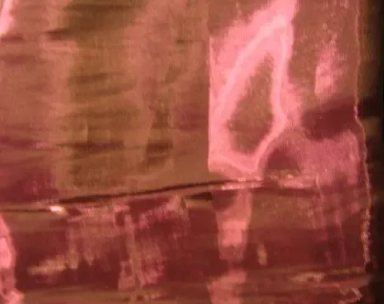 Ткань 125 см органза фиолетовая с чёрным и розовым, мягкая, глянец