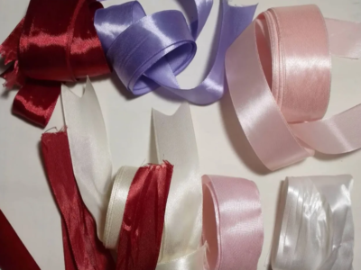 Белая лента тесьма атлас шебби бежевая 8